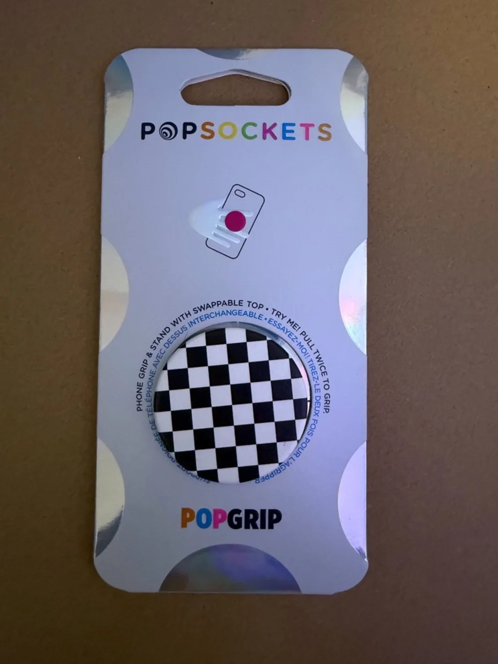 PopSockets PopGrip Black and White Checkerboard Phone Grip